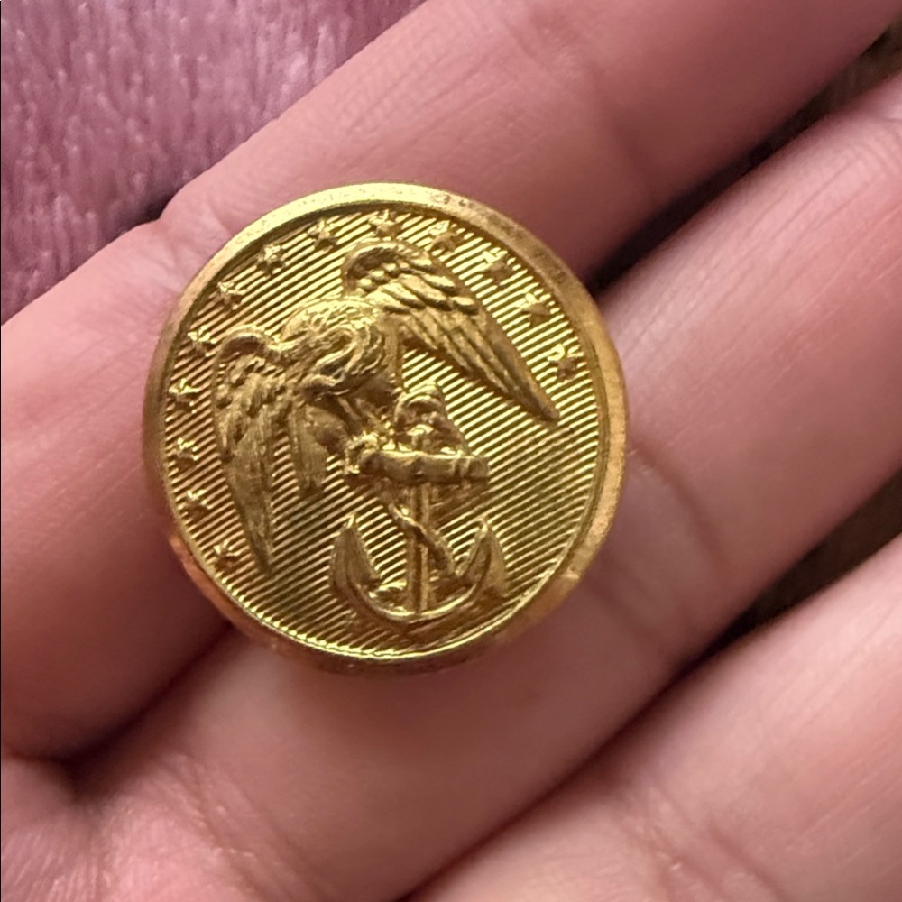 Gold Anchor and Eagle Button